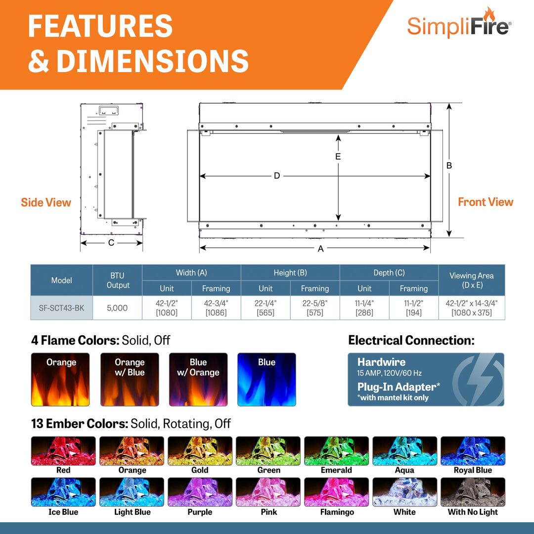 SimpliFire Scion Trinity Electric Fireplace