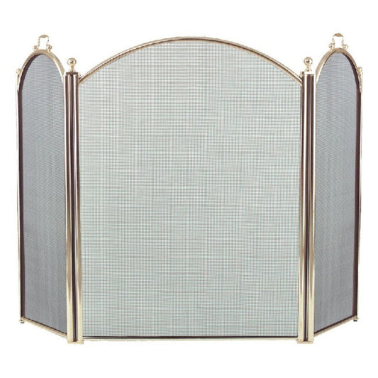 52" Steel 3 Fold Arched Screen - Polished Brass
