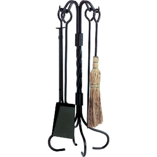 Steel 5 Piece Wrought Iron Fireset