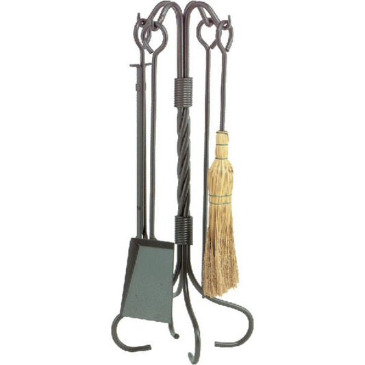Steel 5 Piece Wrought Iron Fireset