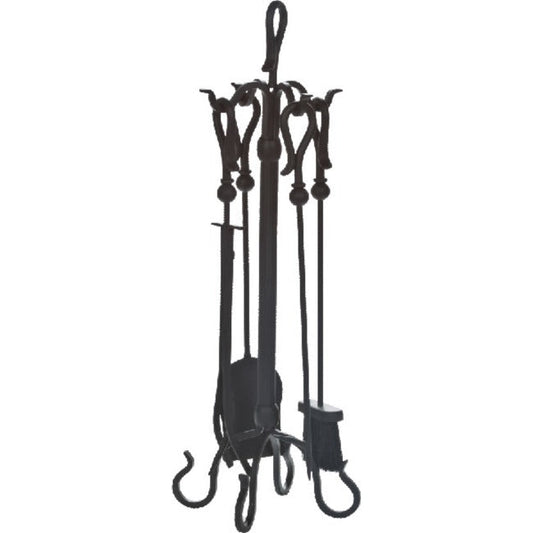 Steel 5 Piece Wrought Iron Fireset