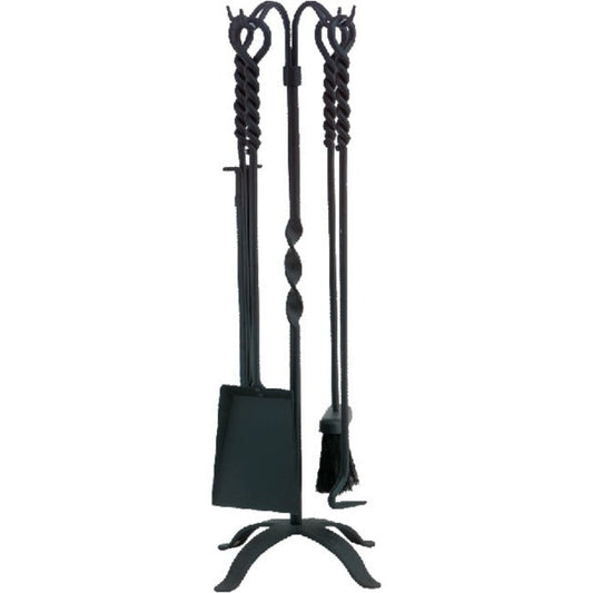 Steel 5 Piece Wrought Iron Fireset