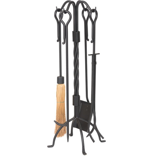 Steel 5 Piece Wrought Iron Fireset