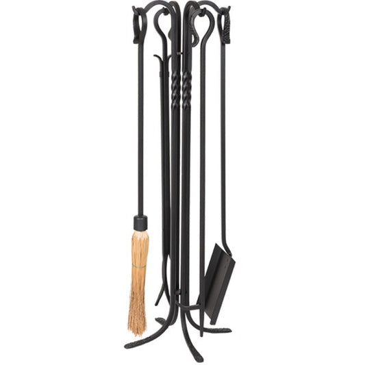 Steel 5 Piece Wrought Iron Fireset