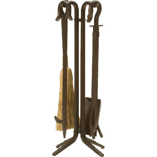 Steel 5 Piece Wrought Iron Fireset