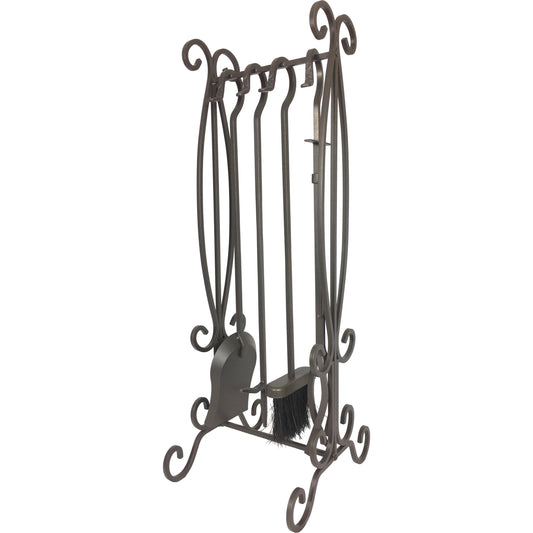 Steel 5 Piece Wrought Iron Fireset