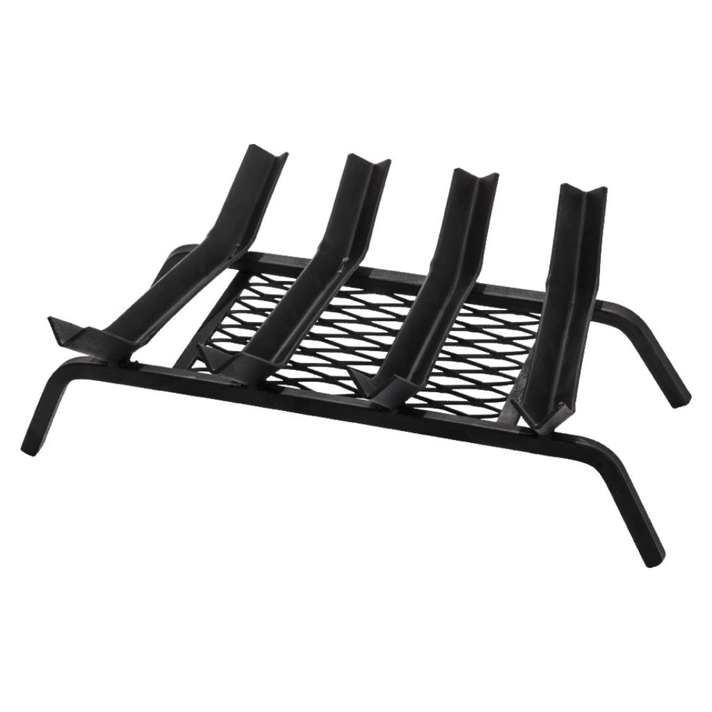 17 1/2" Steel 4 Bar Grate, V-Groove Design with Welded Ember Retainer