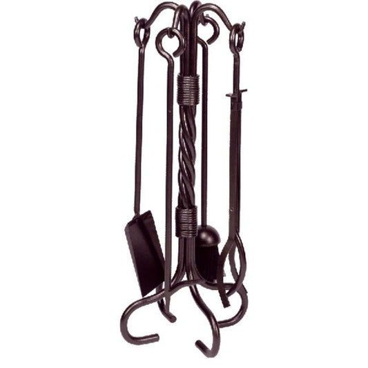 Steel 5 Piece Wrought Iron Fireset
