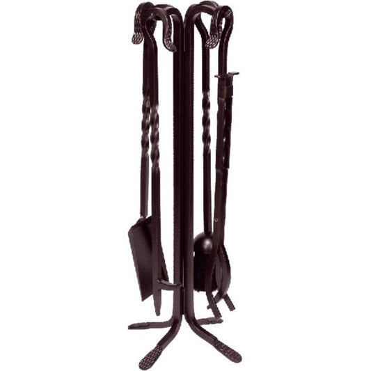 Steel 5 Piece Wrought Iron Fireset