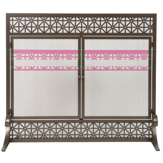 39" Steel Filigree Design Panel Screen with Doors