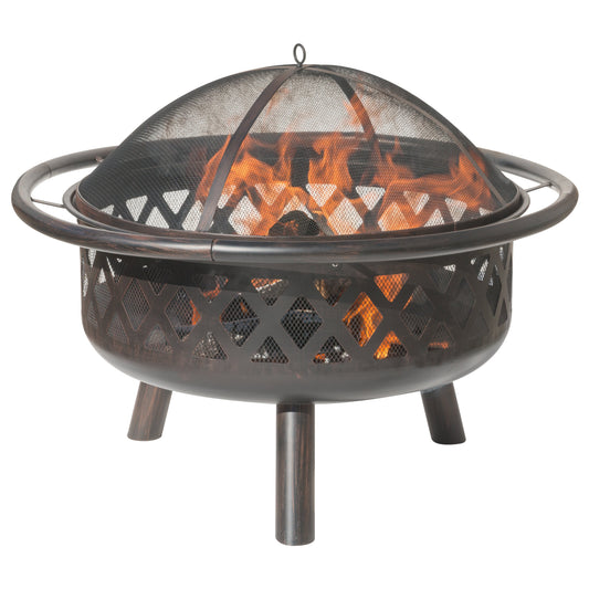 35" Dia Steel Criss Cross Style Wood Burning Fire Pit