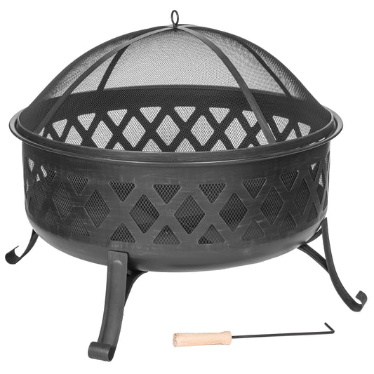 30" Dia Steel Diamond Style Wood Burning Fire Pit