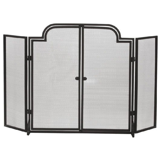 55" Steel 3 Fold Center Arched Wrought Iron Screen with Doors