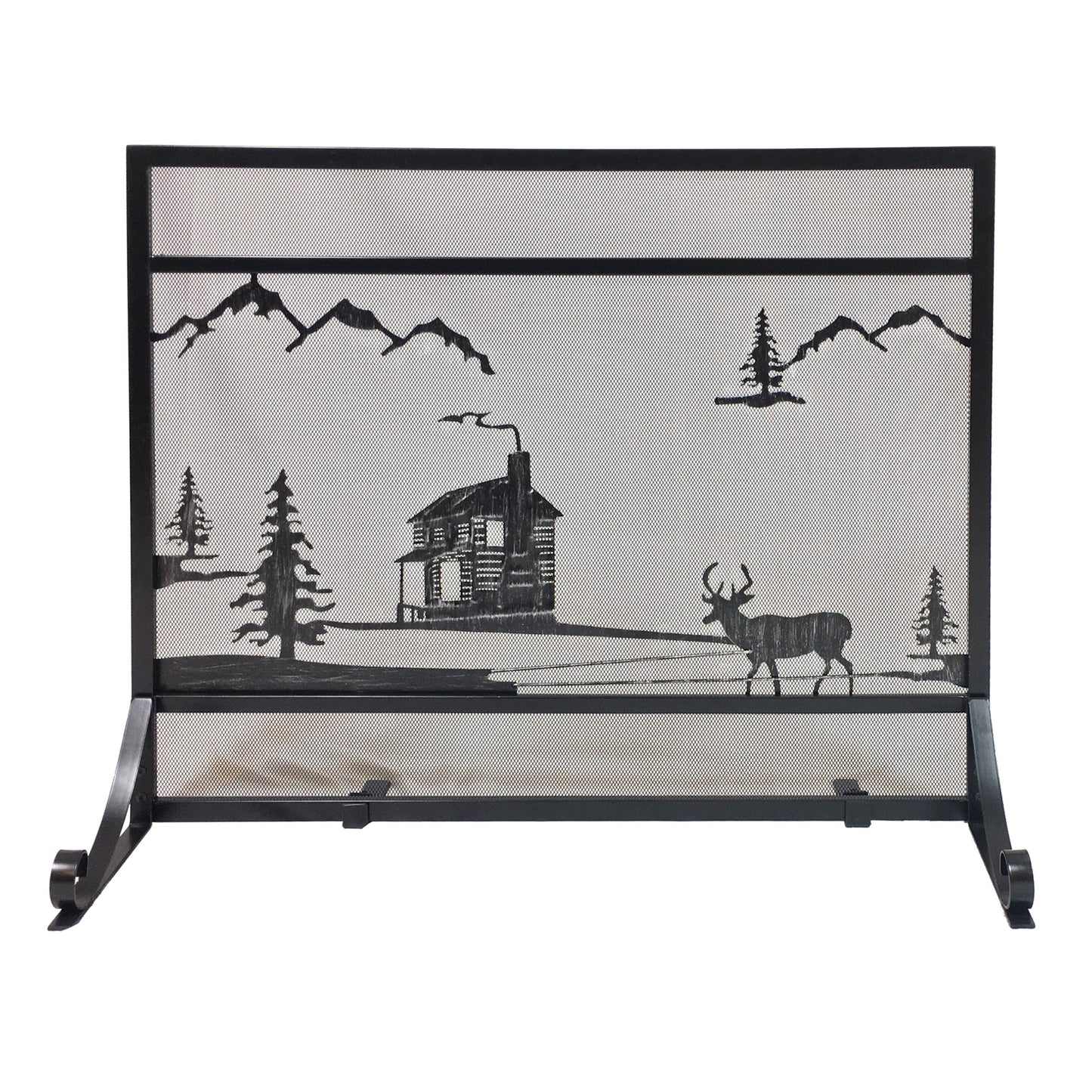 39" Steel Cabin Design Wrought Iron Panel Screen