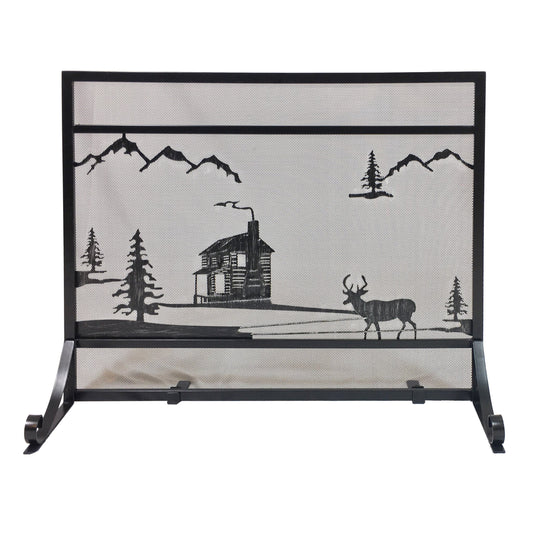 39" Steel Cabin Design Wrought Iron Panel Screen