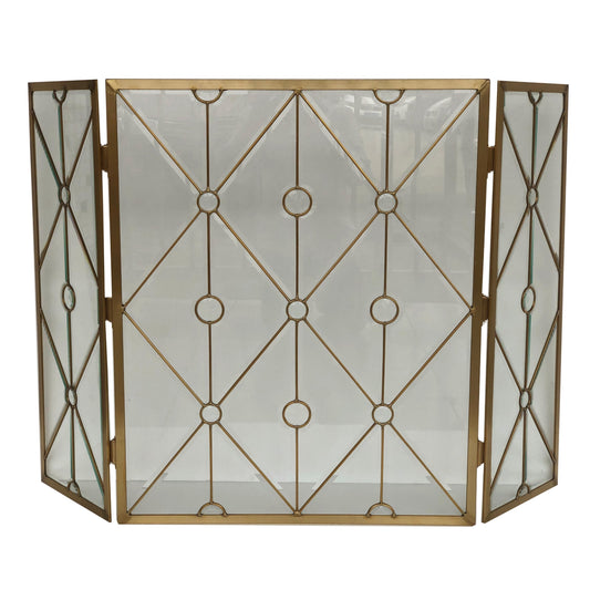 Steel & Glass 3 Fold Bevelled Glass Screen