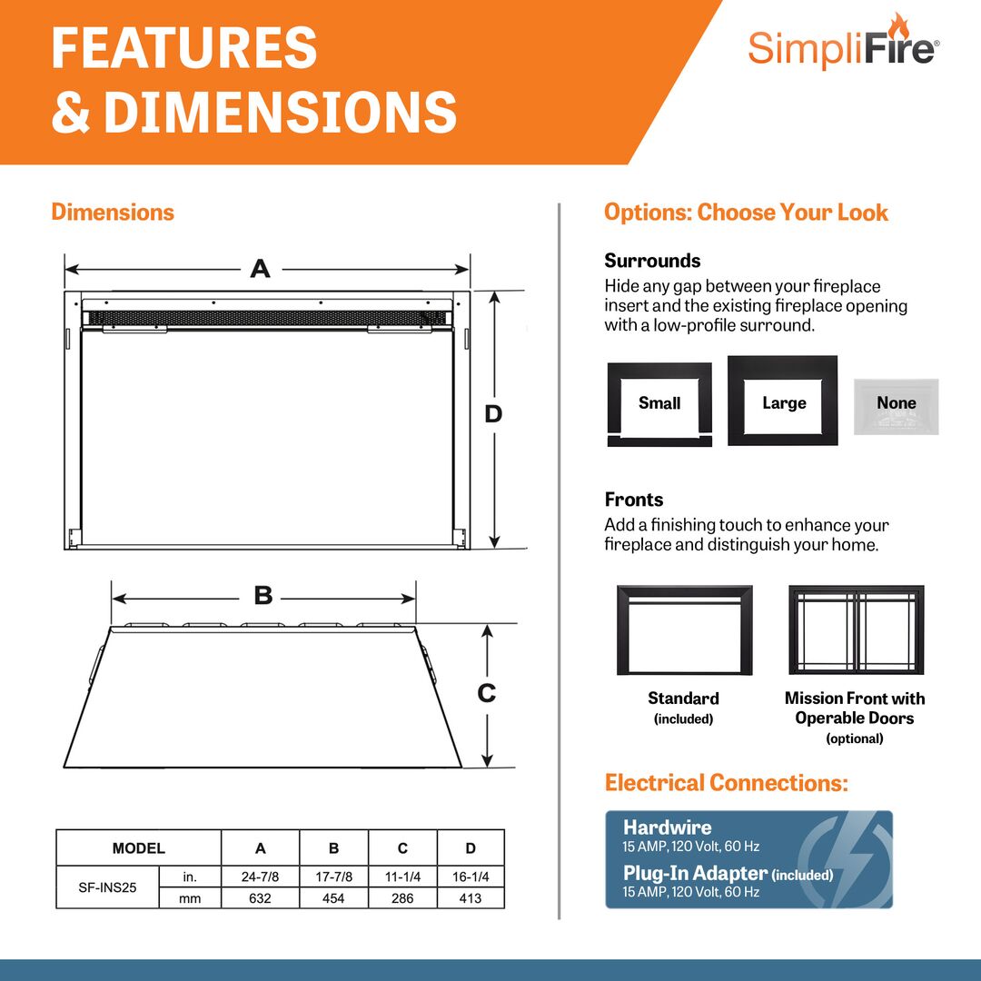 SimpliFire Electric Fireplace Insert