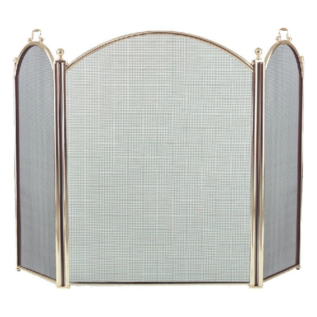 52" Steel 3 Fold Arched Screen - Polished Brass