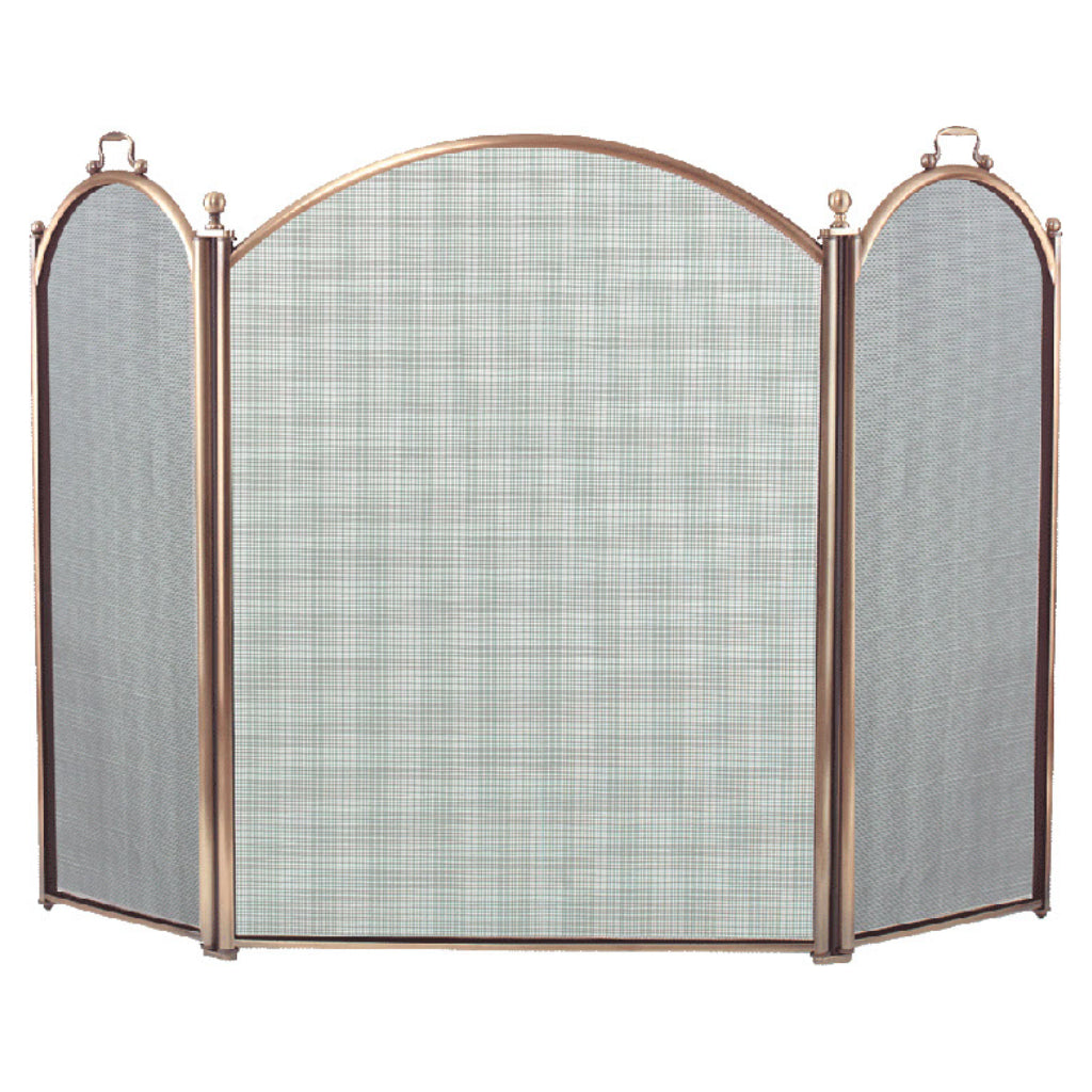 52" Steel 3 Fold Arched Screen - Antique Brass