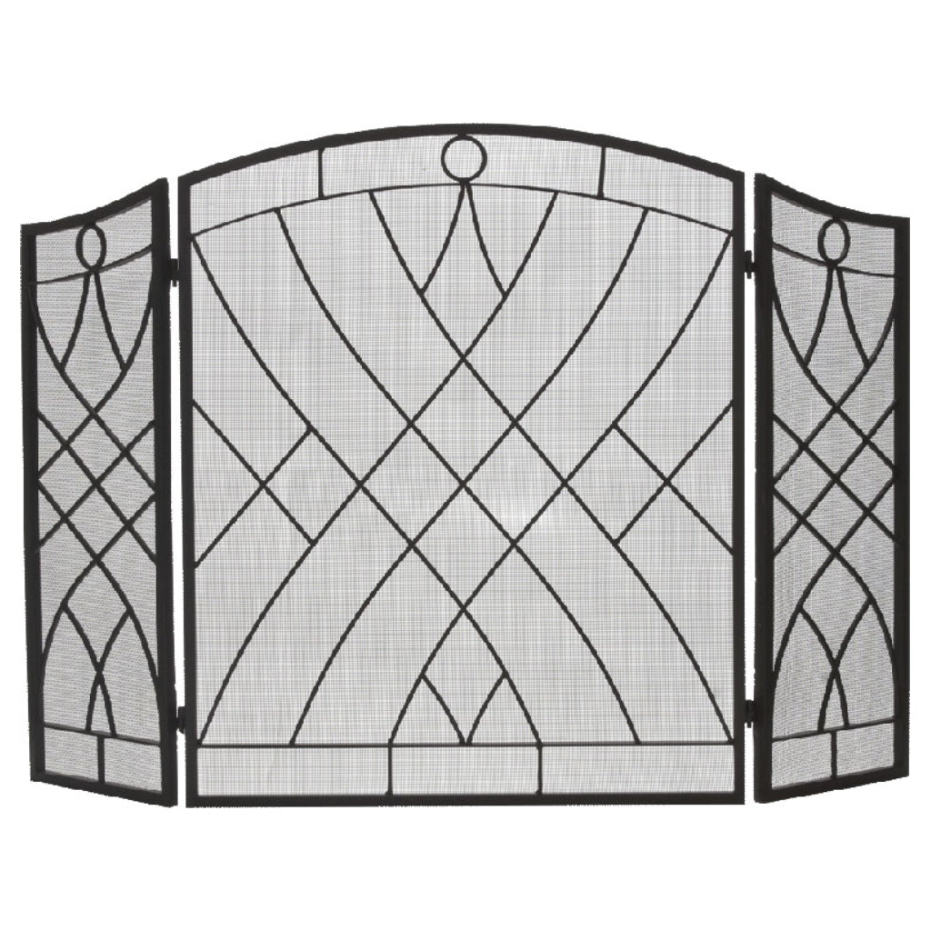 51 1/2" Steel 3 Fold Arched Wrought Iron Screen