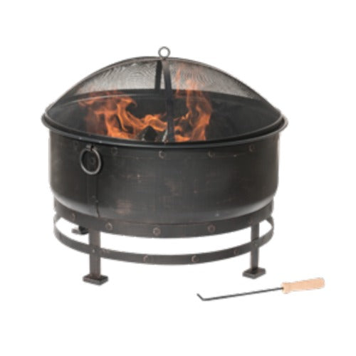 29 1/2" Dia. Steel Cauldron Style Wood Burning Fire Pit