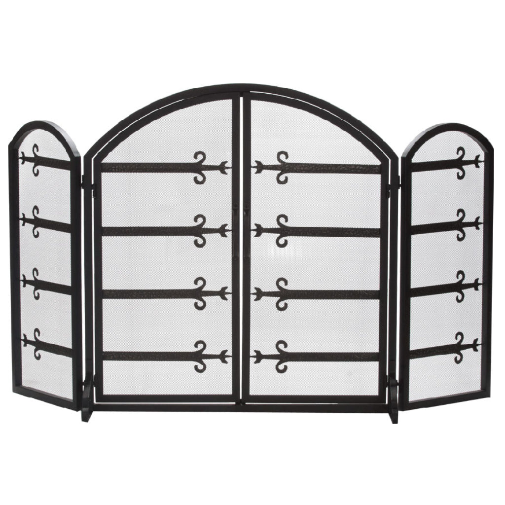 54" Steel 3 Fold Arched Wrought Iron Screen with Doors